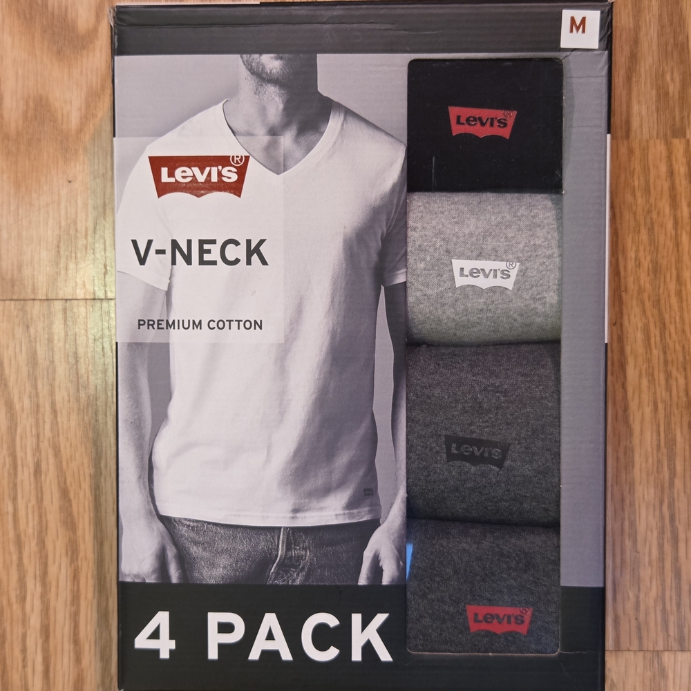 Levi's V-Neck Premium Cotton T-Shirts 4 Pack Medium